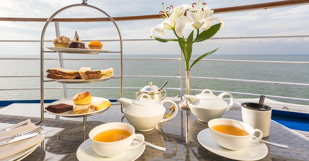 Nicely prepared breakfast with a view of the sea